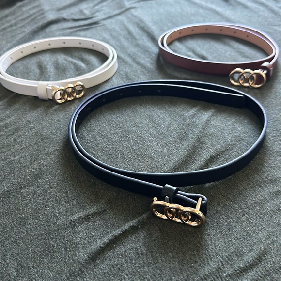 3pcs Women round gold loop buckle, Skinny belts. - Picture 1 of 4